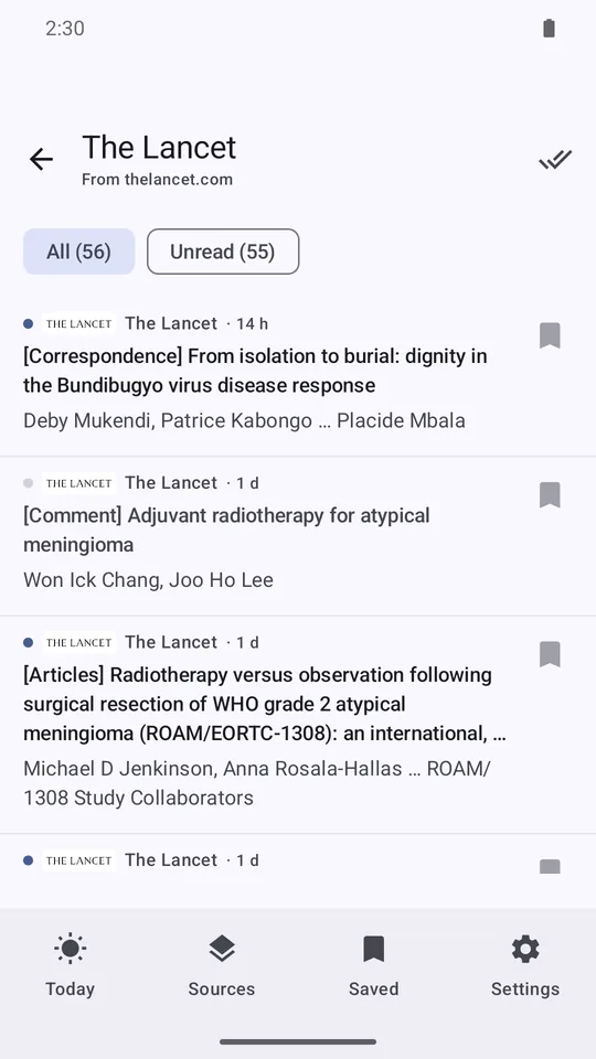 Screenshot: Journals, direct