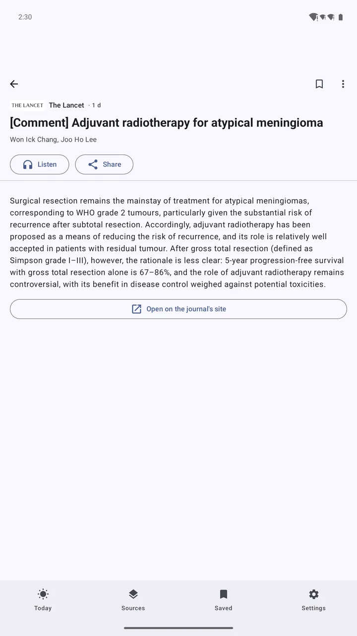 Screenshot: The reader on a tablet